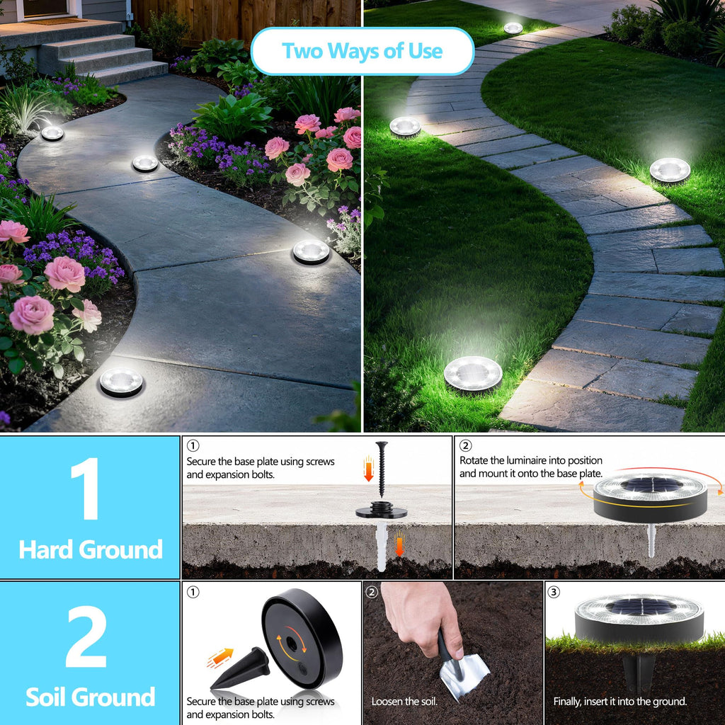 Joomer 2-in-1 Solar Lights Outdoor Waterproof, 16 Pack 8 LED, White