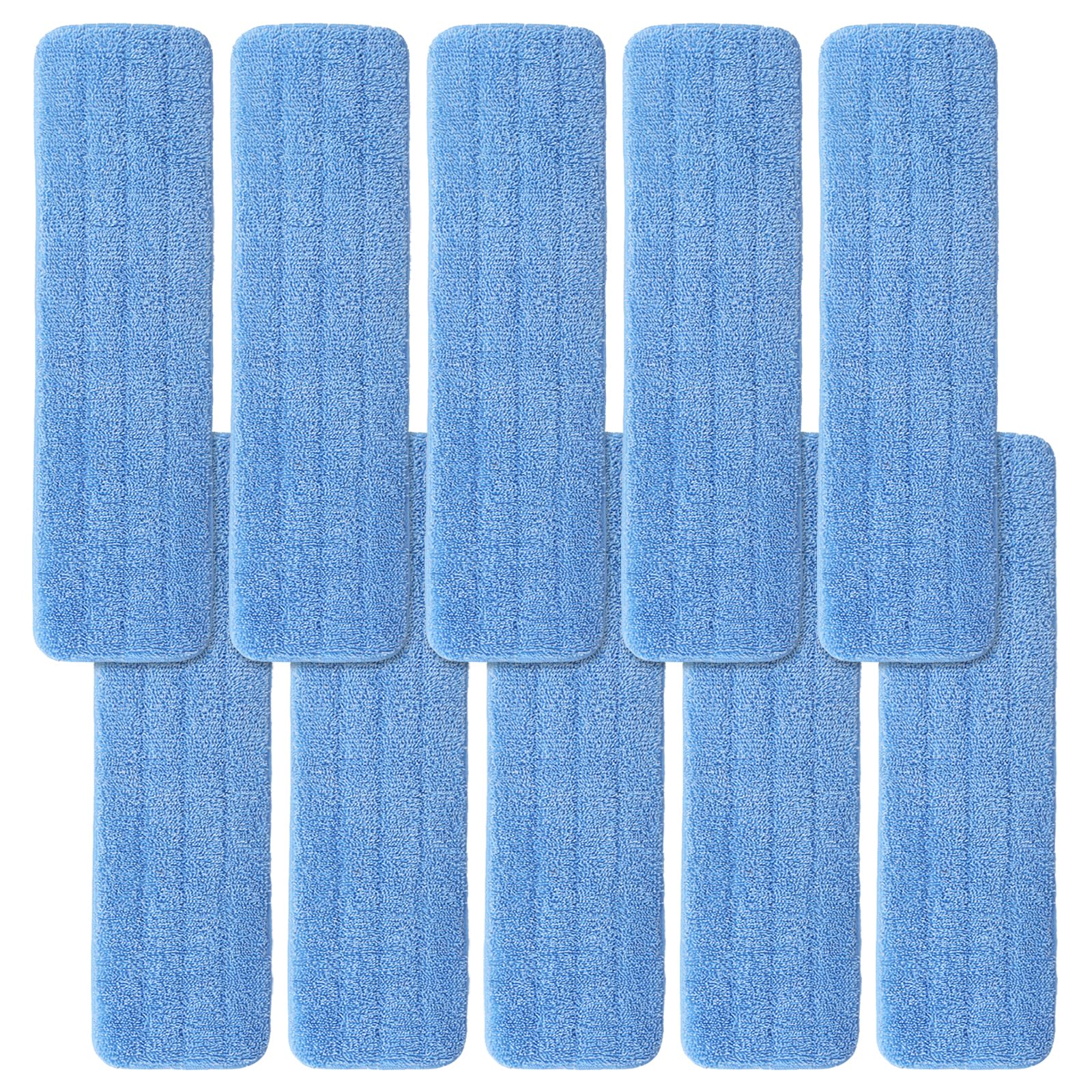 Microfiber Mop Pad for Rubbermaid Commercial 20 Inch Mop Head - 10 Pack Wet & Dry Commercial Cleaning Refills Reusable Mop Refills Fit for Any Microfiber Flat Mop System 18" to 21"