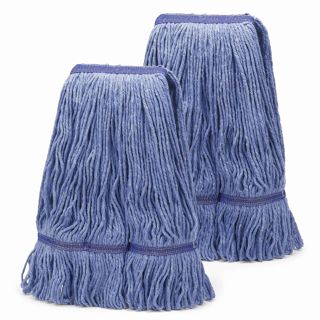 2 Pack Heavy Mop Replace Head，mop Head Replacement,Commercial mop Heads,Reusable Mop Head Refills-Replacement Mop Heads SuitableWet Industrial Blue Cotton Looped End String Head Refill (Blue)