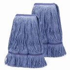 2 Pack Heavy Mop Replace Head，mop Head Replacement,Commercial mop Heads,Reusable Mop Head Refills-Replacement Mop Heads SuitableWet Industrial Blue Cotton Looped End String Head Refill (Blue)