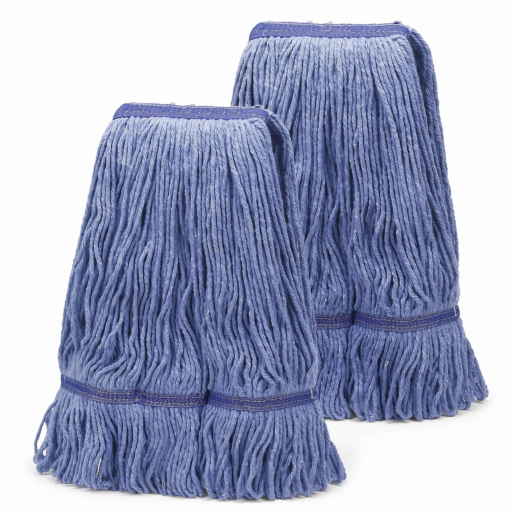 2 Pack Heavy Mop Replace Head，mop Head Replacement,Commercial mop Heads,Reusable Mop Head Refills-Replacement Mop Heads SuitableWet Industrial Blue Cotton Looped End String Head Refill (Blue)