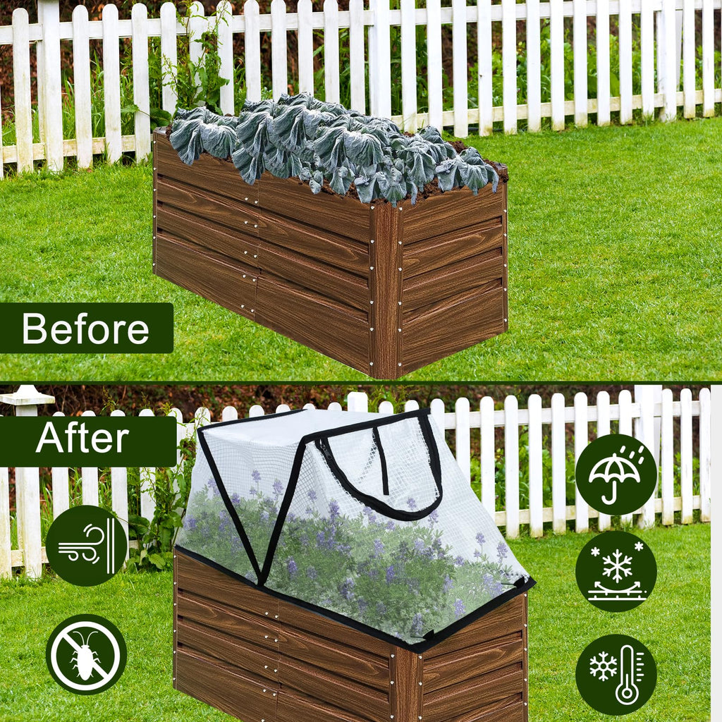 2Pack Garden Row Accelerator Plants Cover, Foldable Raised Garden Bed Cover with Zipper Door Waterproof Small Greenhouse Plant Cage Guard Protector for Vegetable Flower Fruits from Animals,31×13×14In
