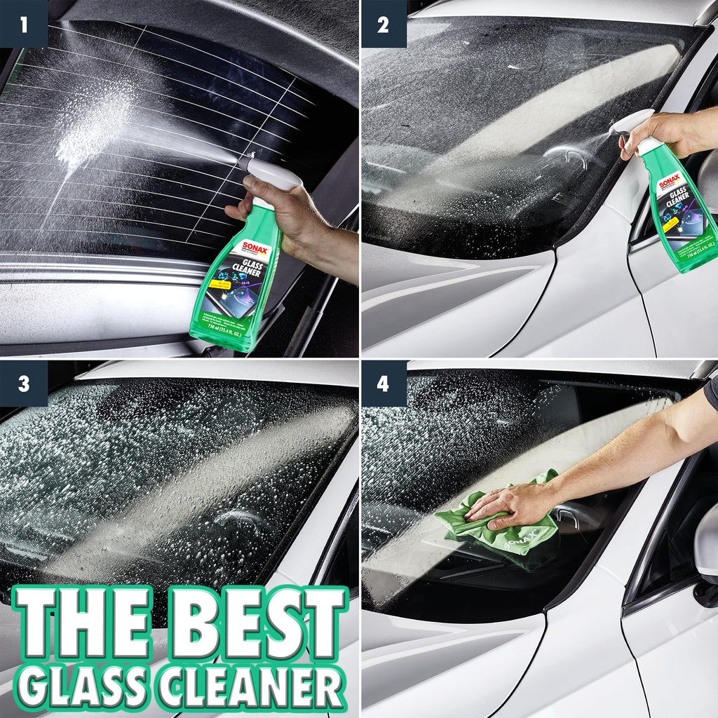 SONAX Glass Cleaner 338400 | Powerful Streak Free Formula for Crystal Clear Windows and Mirrors | Easily Removes Dirt Grease and Grime | Safe for Automotive and Household Use | 750ml