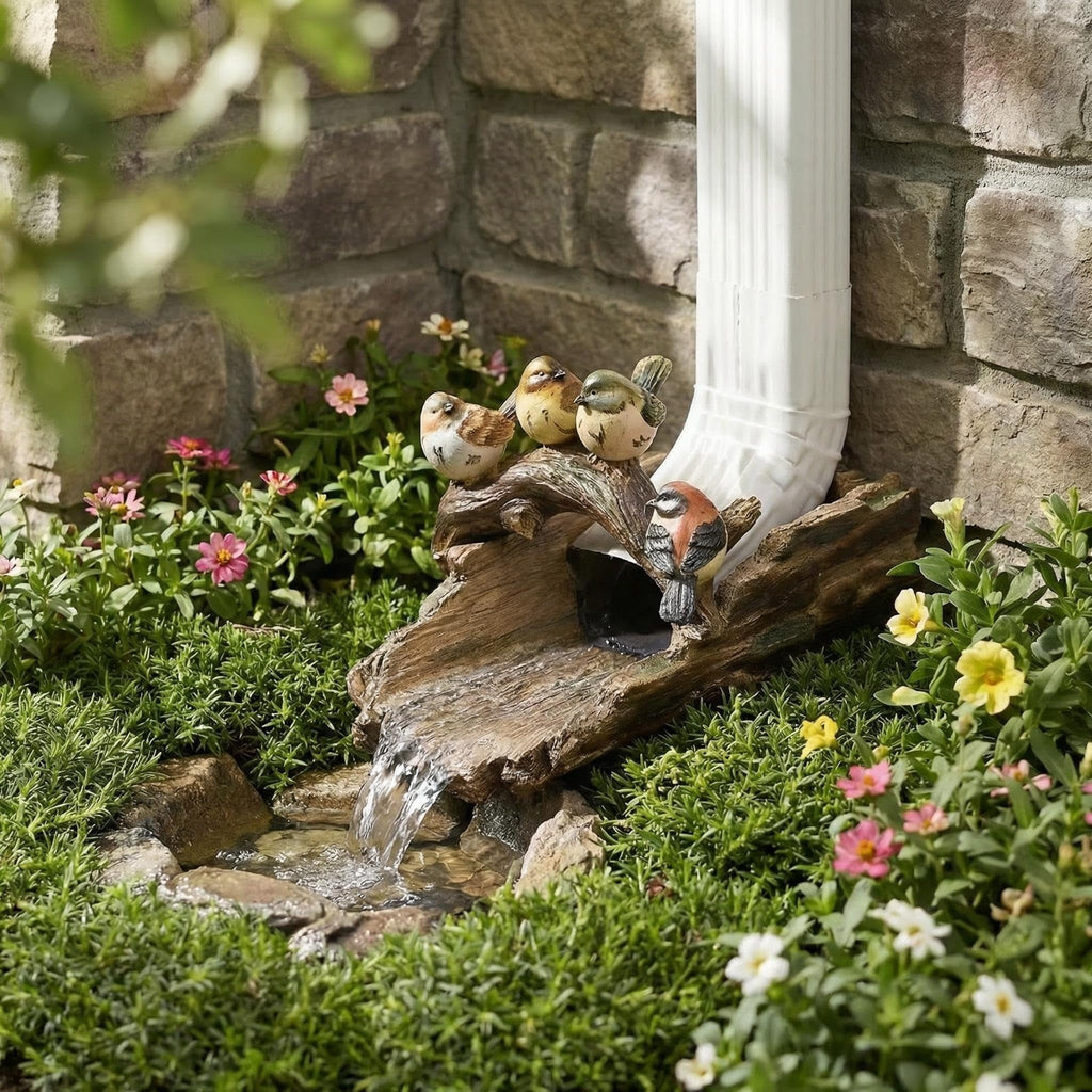 Bird Gutter Downspout Statue Splash Block Outdoor Garden Decoration, 11.4” x 6.9” Gutter Extender Diverter Rain Guardian Statues for Patio, Yard Accessory, Resin Decorative Concrete Pond Koi Decor