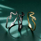 BISAER Original Open Bangle Bracelets for Women, Snake Bracelet Adjustable Chunky Gold Bracelet Snake Jewelry Gifts