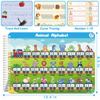 Handwriting Practice Book for kids, Toddlers Preschool Learning Activity 40 Pages Autism Educational Montessori Toys Learn Number Letters Shapes Animal & Sight Words Workbook with 8 Dry Erase Markers