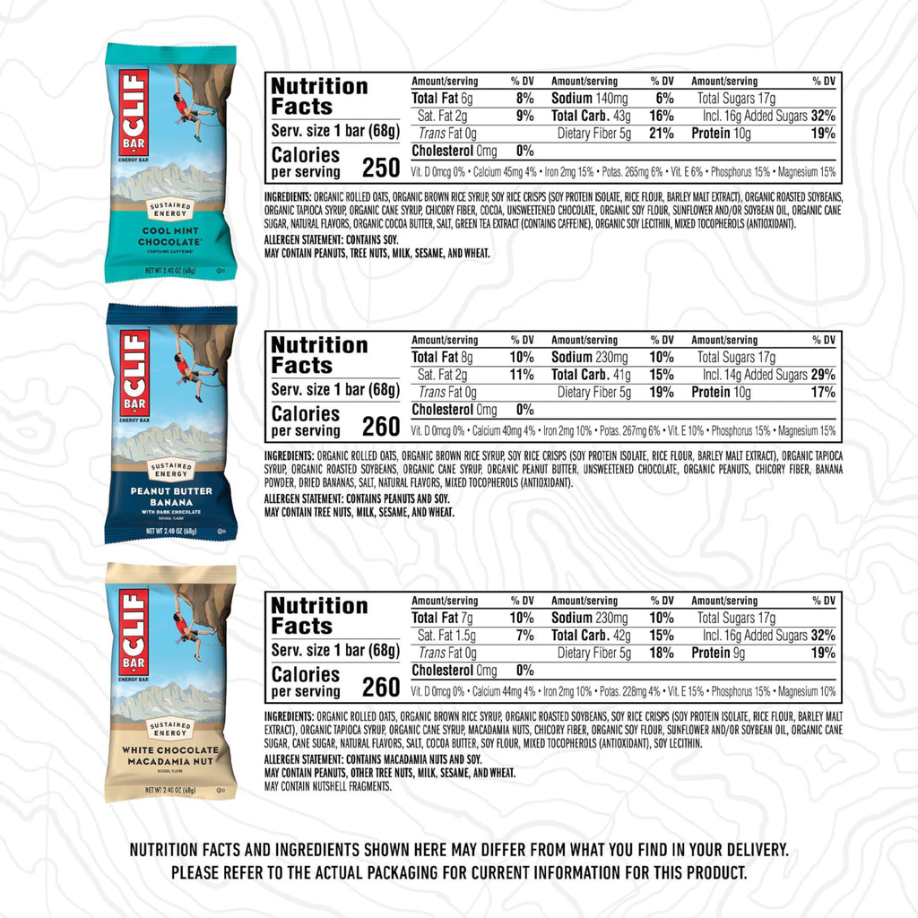 CLIF BAR - Energy Protein Bars - Variety Pack - 6 Flavors - Made with Organic Oats - Energy Bars - Non-GMO - 16 Count (Pack of 2)