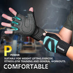 ihuan Ventilated Weight Lifting Gym Workout Gloves Full Finger with Wrist Wrap Support for Men & Women, Full Palm Protection, for Weightlifting, Training, Fitness, Hanging, Pull ups