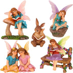 Mood Lab Fairy Garden Figurines - Reading Fairies Set (6 pcs) - Miniature Decorative Statues & Accessories - Outdoor & Indoor Garden Decor
