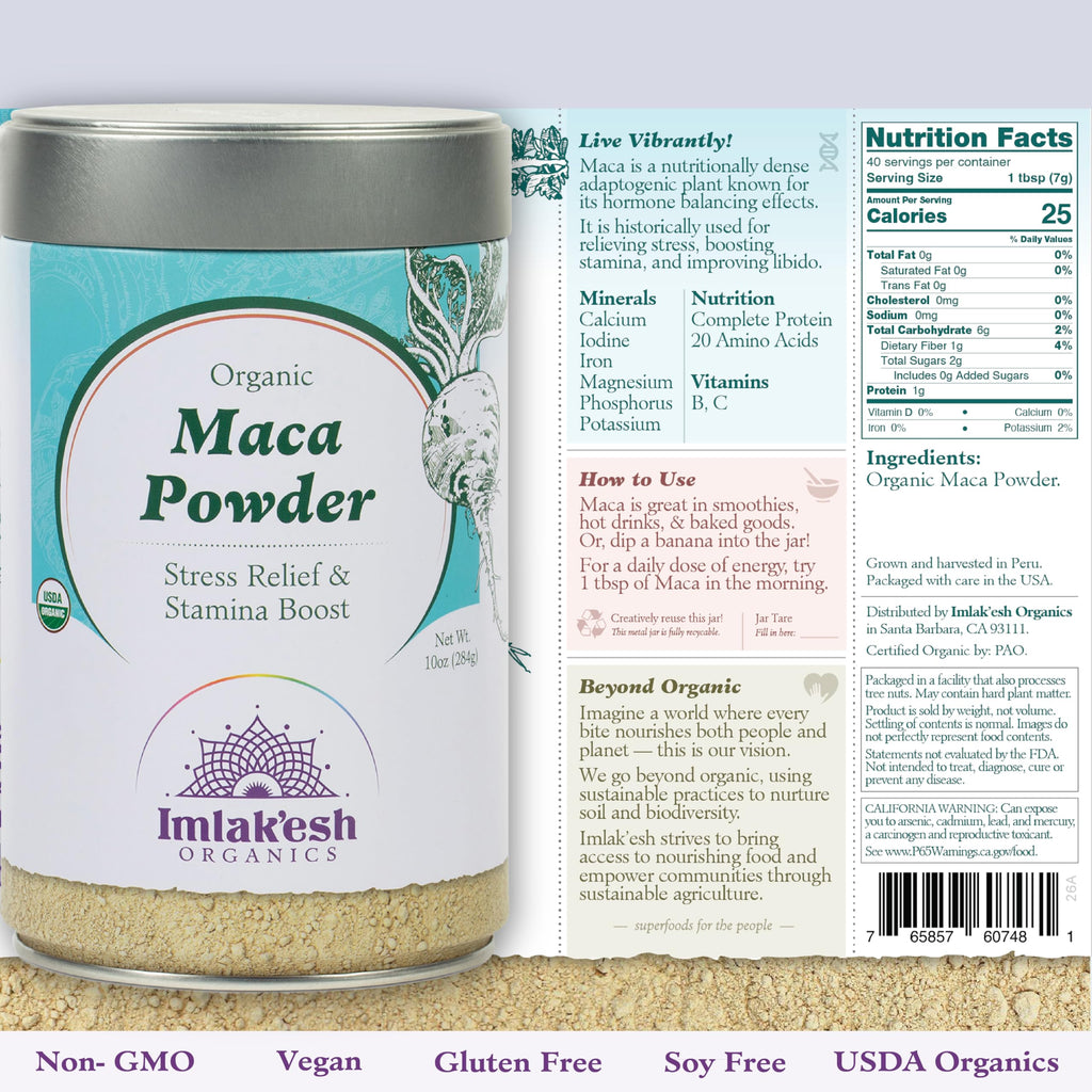 Imlakesh Organics Maca Powder (10oz Metal Jar)