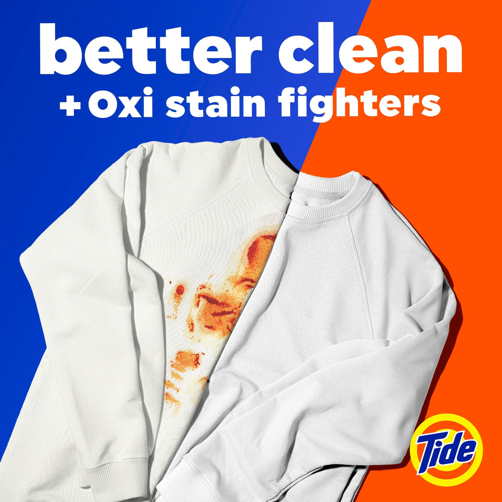 Tide 4-n-1 Ultra Oxi PODS Laundry Detergent Pacs, 57 Count, HE Compatible, Built in Pre-treater for Stains