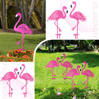 Riakrum 4 Pcs Flamingos Outdoor Yard Decor Pink Metal Flamingos for Yard Garden Large Bird Statue Ornaments for Lawn, Patio Outside Art Decor