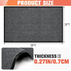 MYFAMIREA Commercial Floor Mat 3' x 5' Extra Large Front Door Industrial Rug Heavy Duty Brush Step Entrance Mat Weather Utility Rug with Non Slip Rubber Backing Low Profile for Entryway, Charcoal Grey