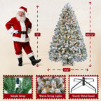 Yaheetech 6ft Pre-Lit Snow Flocked Artificial Christmas Tree, 250 Lights