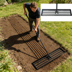 Lawn Leveling Rake, 42” x 10” Leveling Rake，Lawn Leveler w/ 72” Long Non-Slip Handle, Level Lawn Tool for Grass, Golf Field, Level Soil or Dirt Ground