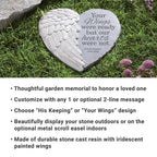 Let's Make Memories Personalized Memorial Garden Stone - Sympathy - Loss of Loved One - Condolences - Indoor/Outdoor - Durable Resin - 3D Wings of Love - Your Wings