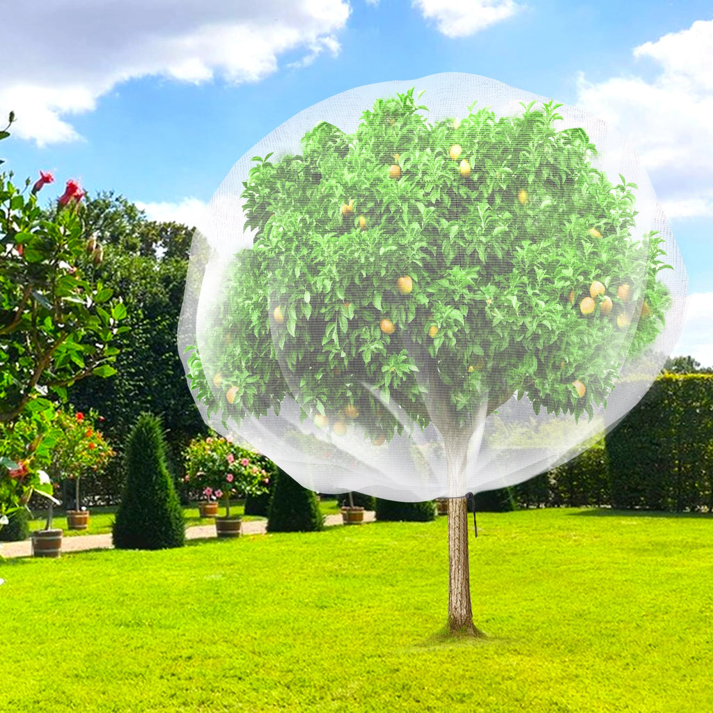 2 Pcs Fruit Tree Netting, 7 x 8 Ft Large Insect Bird Barrier Tree Net with Drawstring, Garden Bird Netting Plant Cover for Protect Plant Fruit Flower from Insect Bird