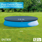 INTEX 28022E Pool Cover: For 12ft Round Easy Set Pools – Includes Rope Tie – Drain Holes – 12in Overhang – Snug Fit