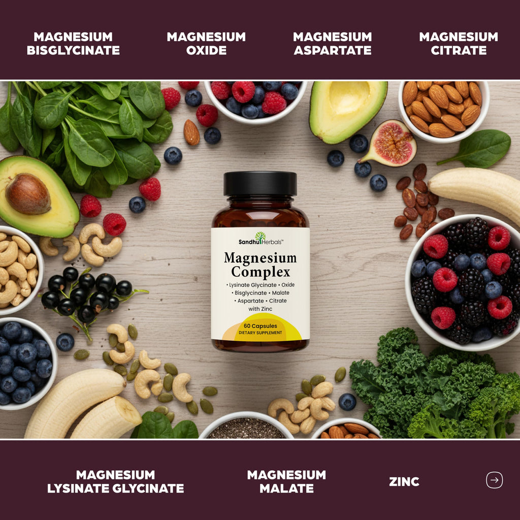 Complete Magnesium Complex 500mg for Women & Men | 60 Capsules | 6 in 1 Mag Supplement with Zinc | Quality Sleep & Muscle Health | Glycinate, Citrate, Malate, Oxide, Aspartate, Lysinate Glycinate