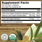 Organic Selenium 200 mcg with Iodine and Silica All from Certified Organic Whole Foods - Two Month Supply