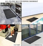 A1 Home Collections Anti Fatigue Mat, 0.6" Thick Heavy Duty Rubber Floor Mat with Drainage Holes - Non-Slip Kitchen, Bar & Restaurant Mat, 24x36 in