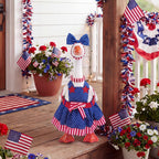 Woaoce 4th of July Porch Goose Outfits with Stars & Stripes, Patriotic Red White Blue Costume for 23 Inch Porch Statue, USA 250th Anniversary Outdoor Lawn Garden Decor
