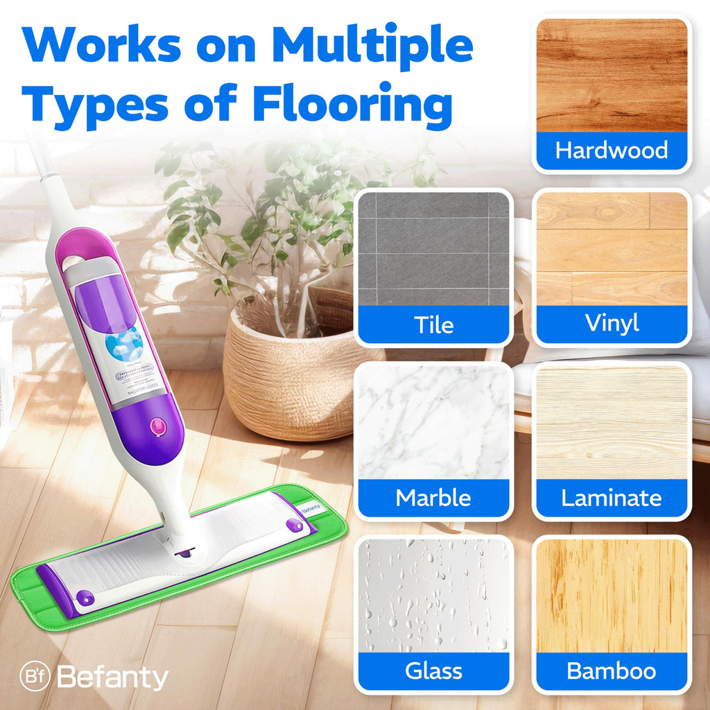 Befanty 3 Pack Reusable Microfiber Mop Pads, Compatible with Swiffer PowerMop and Bona Mop, Machine Washable Cloths, Scraper Included, Refills for All Floor Cleaning, Wet Dry - 16"- 18"