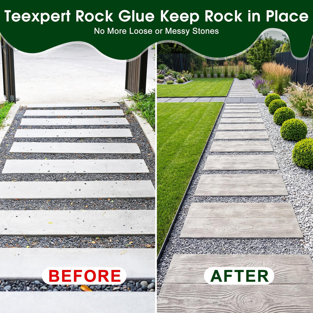 Teexpert 30OZ Rock Glue for Landscaping - Strong Gravel & Stone Adhesive for Walkways, Yards, Patios, and Driveways