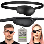Premium Handmade Leather Eye Patch with Soft Foam Padding, Adult Eye Patch for Men and Women for Lazy Eye Therapy, Cosplay, and Pirate Costume (Black, Left)