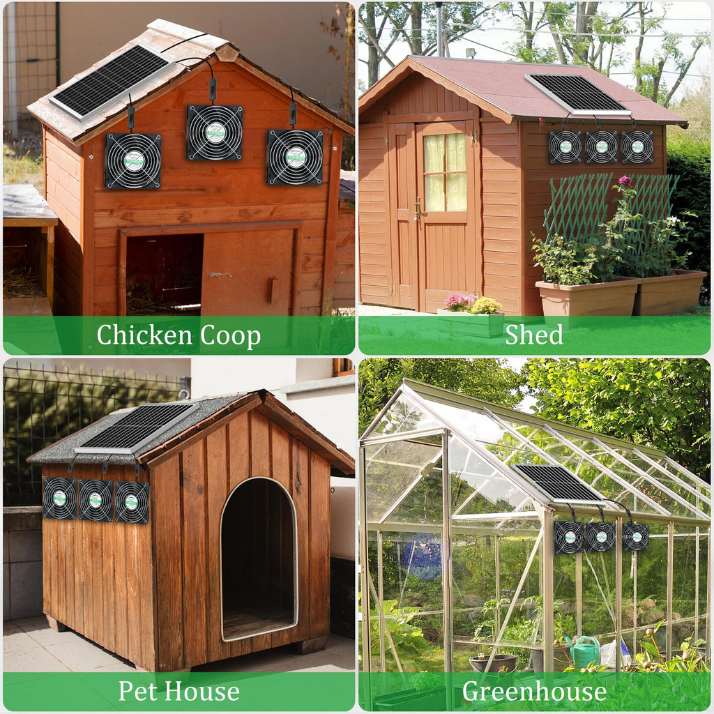 blessny Waterproofed Solar 3 Fan Kit for Outside Intake or Exhaust air