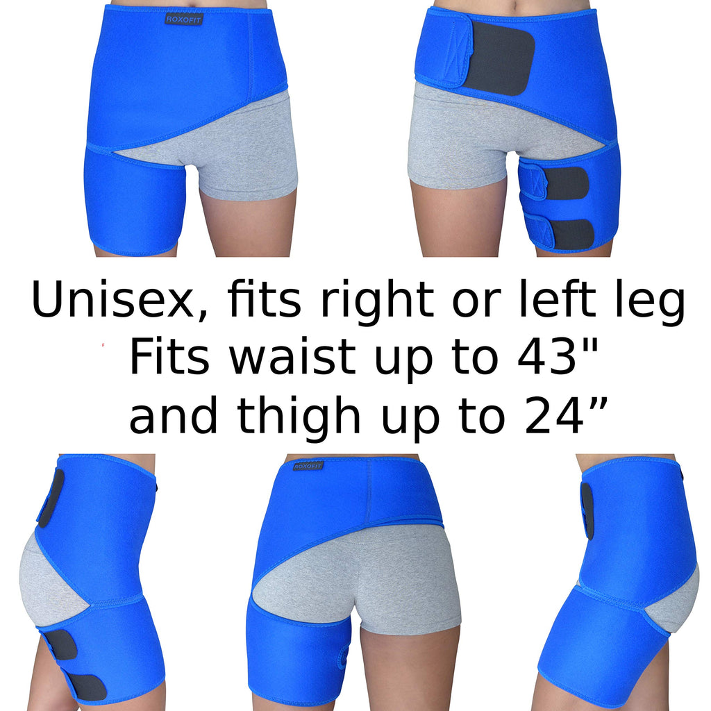 Hip Brace for Sciatica Pain Relief, Thigh Injury, Hip Fleхоr Strain, Pulled Groin Muscles, Hamstring Pull, Sacroiliac SI Joint, Sciatic Nerve, Lower Back Pain - Compression Ortho Support Stabilizer Wrap for Men, Women (Blue)