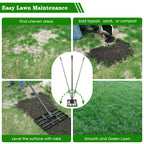 Tegarbed Lawn Leveling Rake 30x10 inch - Professional Ground Leveler for Soil & Sand, 6.5FT Ergonomic Long Handle Landscape Rake for Garden, Backyard, Top Dressing , Black