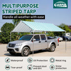 TARPAL Tarps 8x10 Feet Heavy Duty 12mil Tarp Waterproof Striped tarp Multipurpose Protective Cover Weather Proof,UV,Rip and Tear Proof（Green/White）