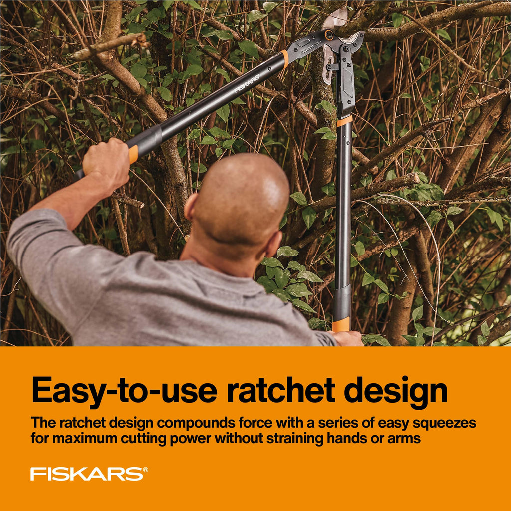 Fiskars 32" Ratchet Drive Garden Anvil Loppers, 2" Cut Capacity
