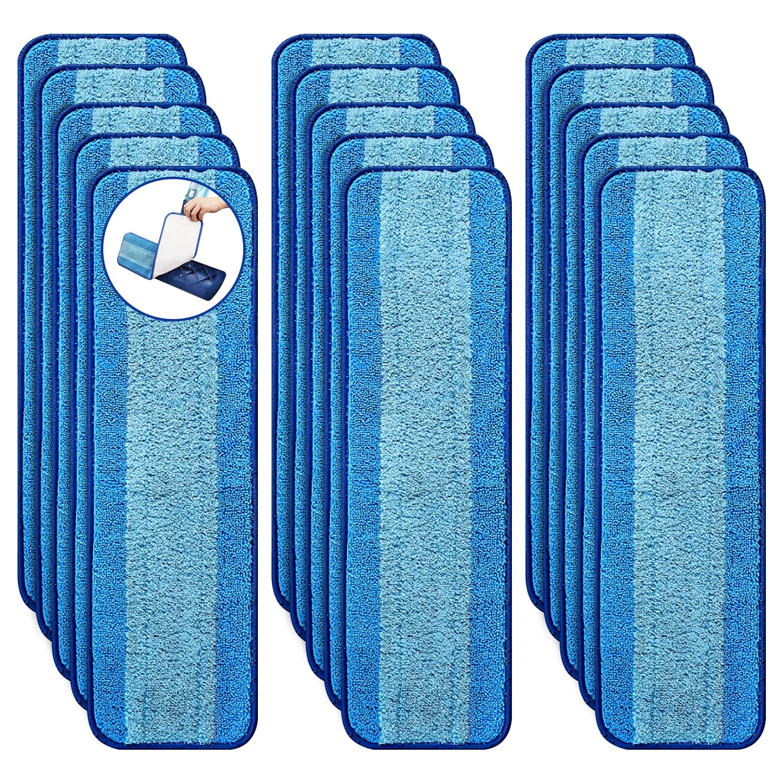 BYOFI 15-Pack Microfiber Mop Pads for Bona Mpo- Washable Reusable Refills for Hardwood, Tile & Multi-Surface Floors | Pet Hair & Stain Remover