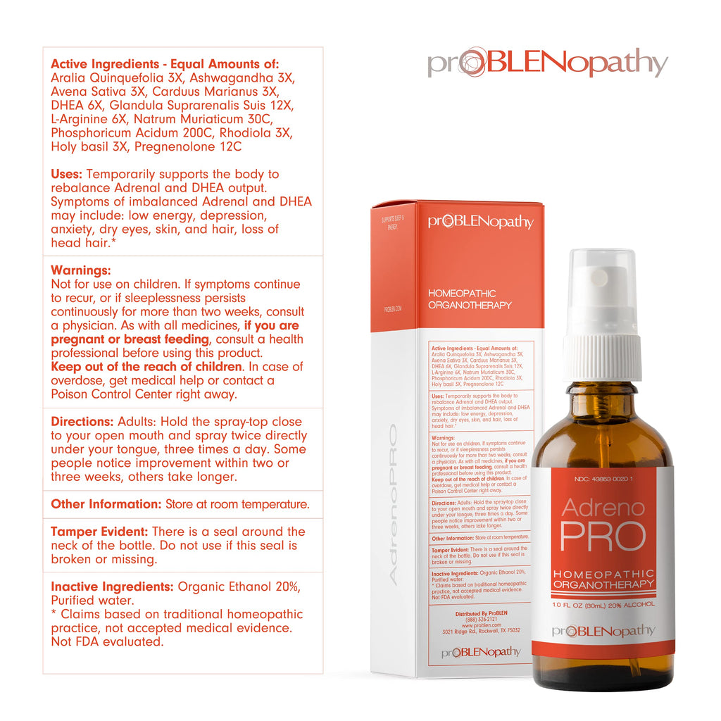 proBLEN AdrenoPRO Support Natural Adrenal 1 Fl oz (30 ml) - Fast Absorption Liquid Spray - Easy to Use Spray Supplement - Stress Relief & Energy Boost