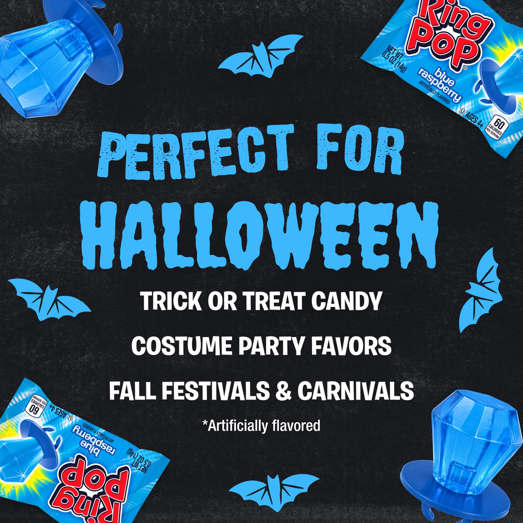 Ring Pop Blue Raspberry Halloween Lollipop, 30 Count, Bulk Party Favors