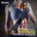ihuan Ventilated Weight Lifting Gym Workout Gloves with Wrist Wrap Support for Men & Women, Full Palm Protection, for Weightlifting, Training, Fitness, Hanging, Pull ups (Orange, S)