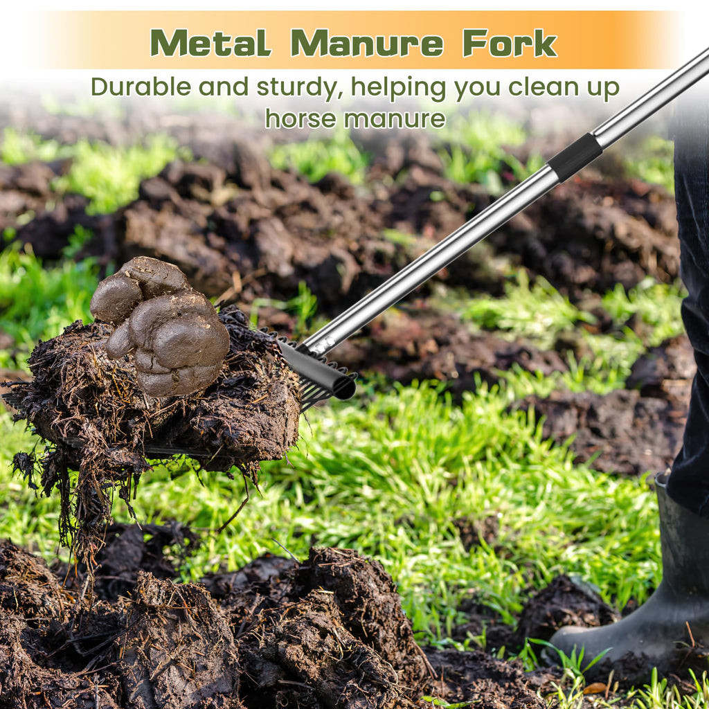 Manure Fork with 2 Metal Durafork Replacement Heads and 1 Steel Handle