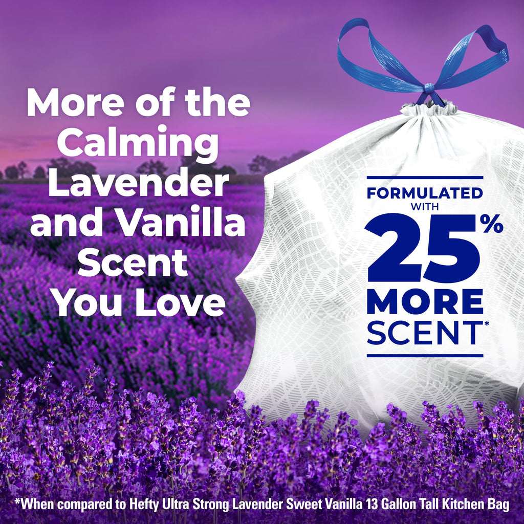 Hefty Ultra Strong Signature Scents 13G Trash Bags, Lavender Vanilla, 80ct