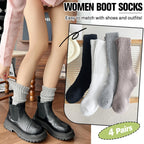 EBMORE Womens Merino Wool Slouchy Boot Socks Thermal Warm Winter Thick Scrunch Slouch Cozy Crew Gifts Socks 4 Pairs Stocking Stuffers(Black/khaki/Grey/White,M)