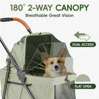 JOYCOW Dog Stroller for 2 Small Dogs or 1 Medium Pet, Low-Entry Design with Anti-Jump-Out, 600D Oxford Fabric, Up to 70 lbs, Green