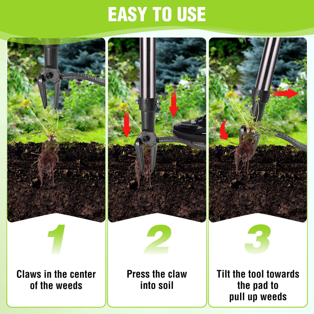 WORKPRO Weed Puller Tool with Long Adjustable Handle (33", 46")