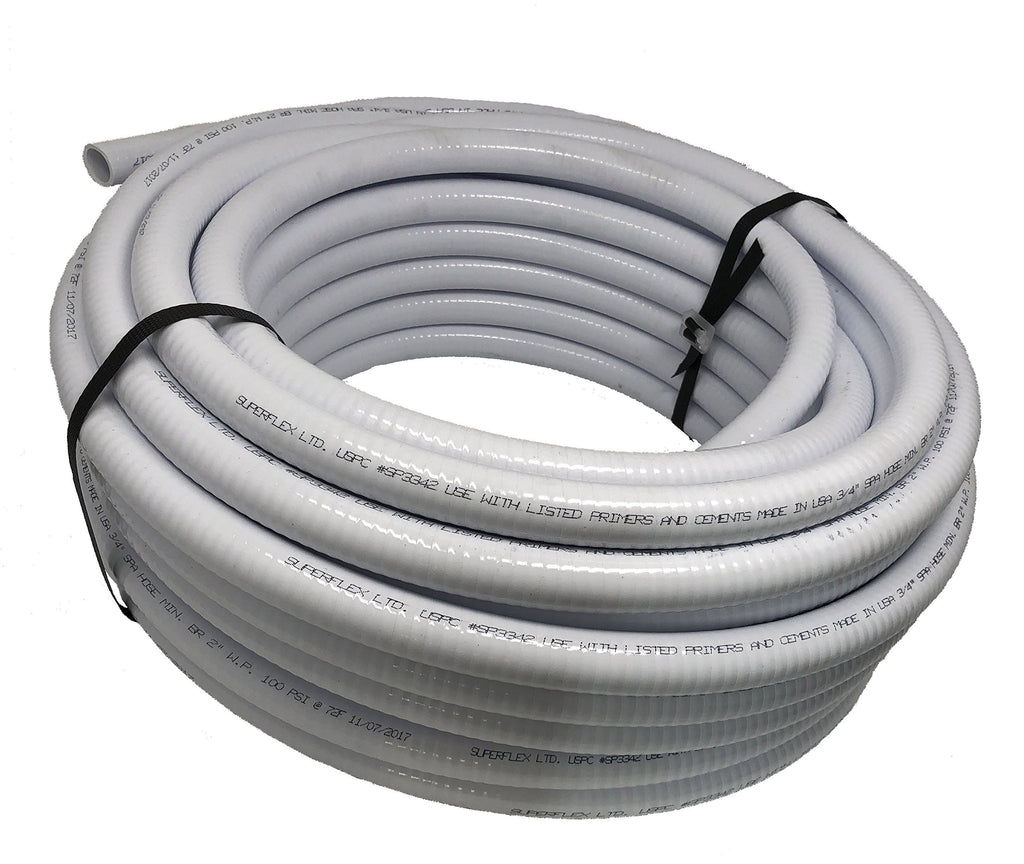 Sealproof 1.5" Dia Flexible PVC Pipe, Swimming Pool and Spa Hose, Pool Plumbing Schedule 40 Tubing, Made In USA, 1-1/2-Inch, 50 FT, White