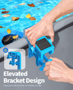 DeeprClean Newly Above Ground Pool Skimmer with Solar Digital Thermometer, Wall Mount Surface Skimmer with Adjustable Height Bracket, Auto Skimming for Pool Surface Floating Leaves & Debris - Blue
