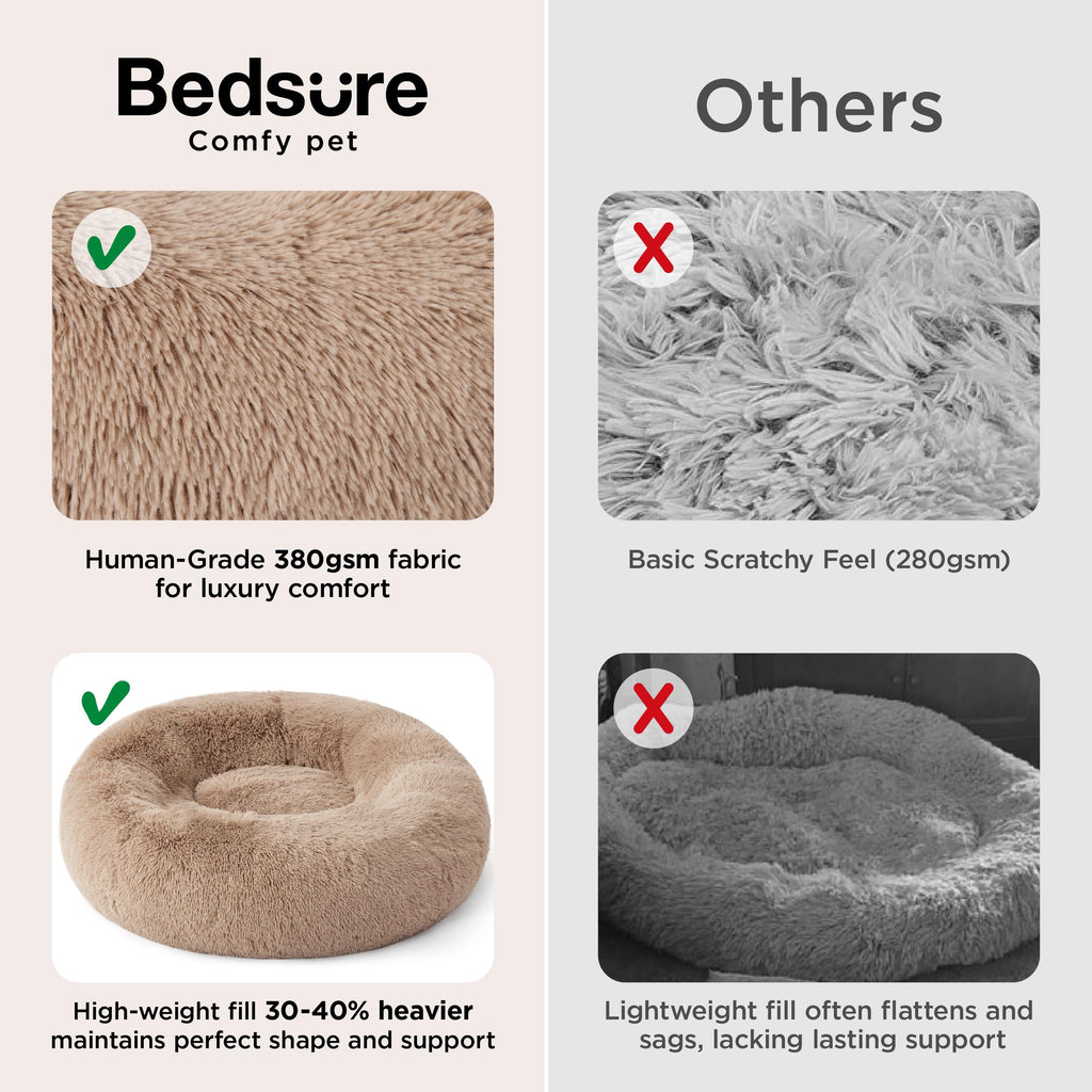 Bedsure Calming Dog Bed Medium Size Dog Donut Washable Pet Bed,30ins Camel