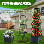 Biotolot 2 Packs Raised Garden Bed Tomato Planter Box with Trellis,44.8" Self-Watering Tomato Cage with Trapezoidal Trellis for Climbing Plants Flowers Vegetables Vine in Patio Garden Indoor Outdoor