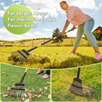 Rake for Leaves, Heavy Duty Small Leaf Rakes for Lawns & Yard with 60” Length 8.5” Width 11 Metal Tines, Lightweight Gardening Rake for Women Men Kids for Shrub,Grass,Mulch