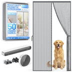 Heavy Duty Magnetic Screen Door Mesh - Auto-Sealing Hand-Free Door Net Screen with 50 Magnets, Pet & Kid Friendly, PET Fine Mesh Doors Screens Keep Bugs & Mosquitos Out Fits Front Doors Size 36” x 82”