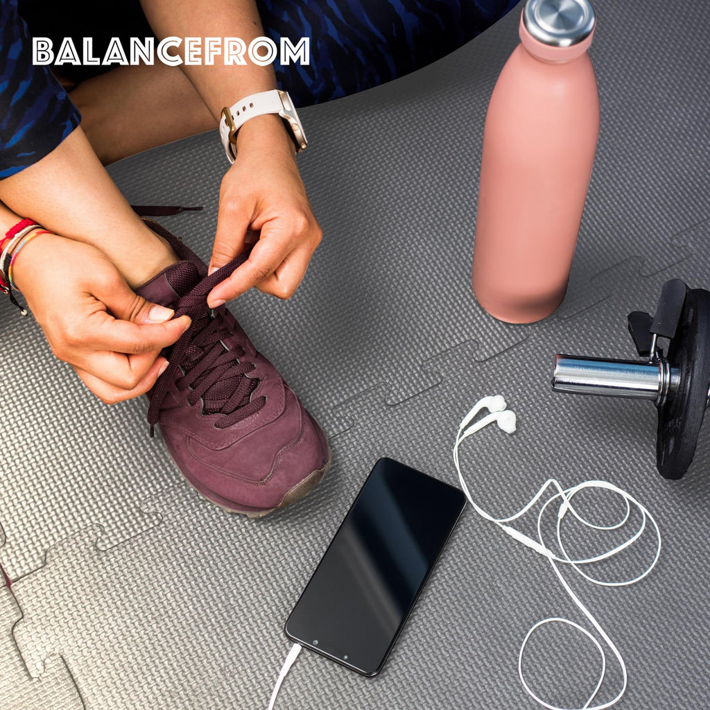 BalanceFrom Puzzle Exercise Mat 1/2' Thick, EVA Interlocking Foam Floor Tiles for Home Gym, Mat for Home Workout Equipment, Floor Padding for Kids, Gray, 24 in x 24 in x 1/2 in, 48 Sq Ft - 12 Tiles